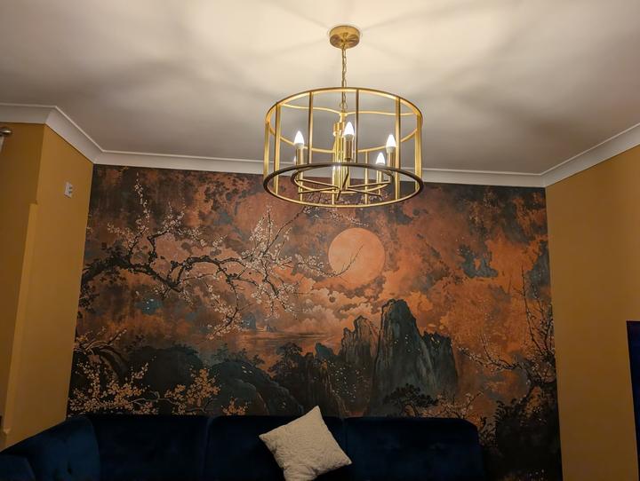 Feature pendant lighting fitted in a living room